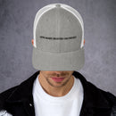 lets make heaven crowded trucker hat, cap, heathered gray and white