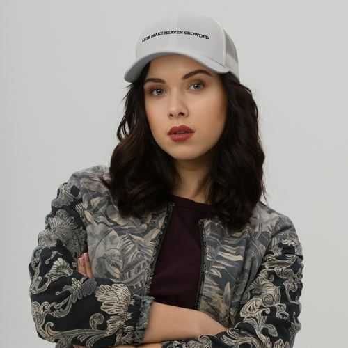 lets make heaven crowded trucker hat, cap, white