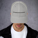 lets make heaven crowded trucker hat, cap, gray