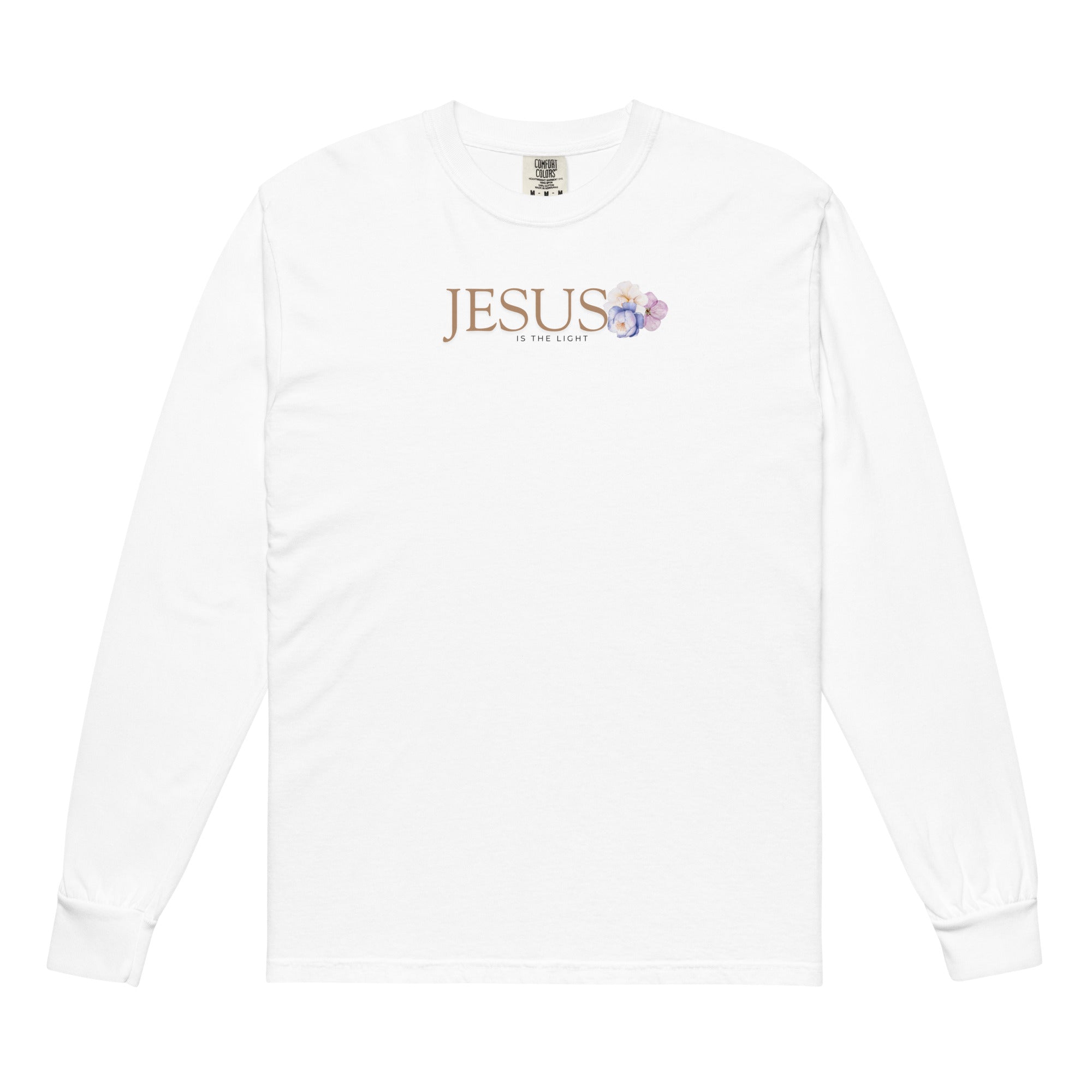 Jesus is the light, white floral sweatshirt