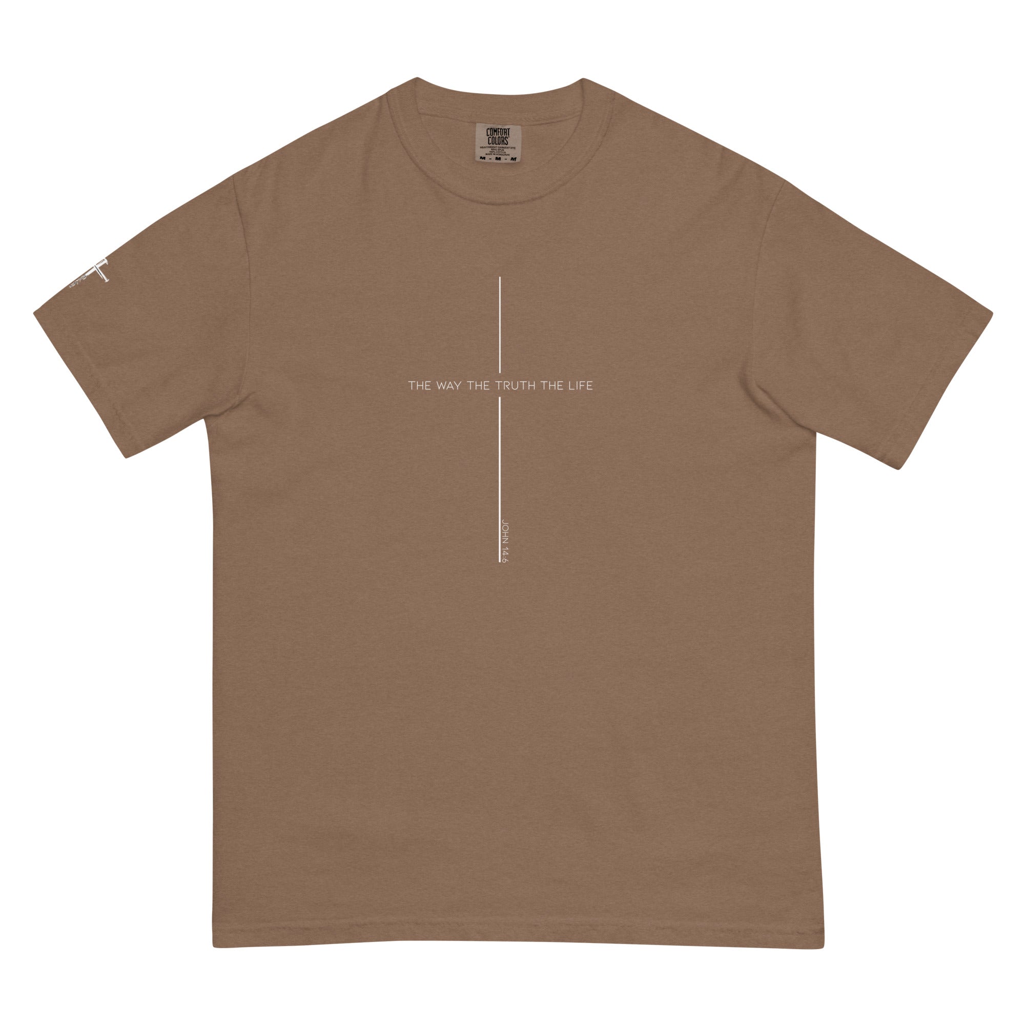 The way the truth the life, cross, t-shirt, brown