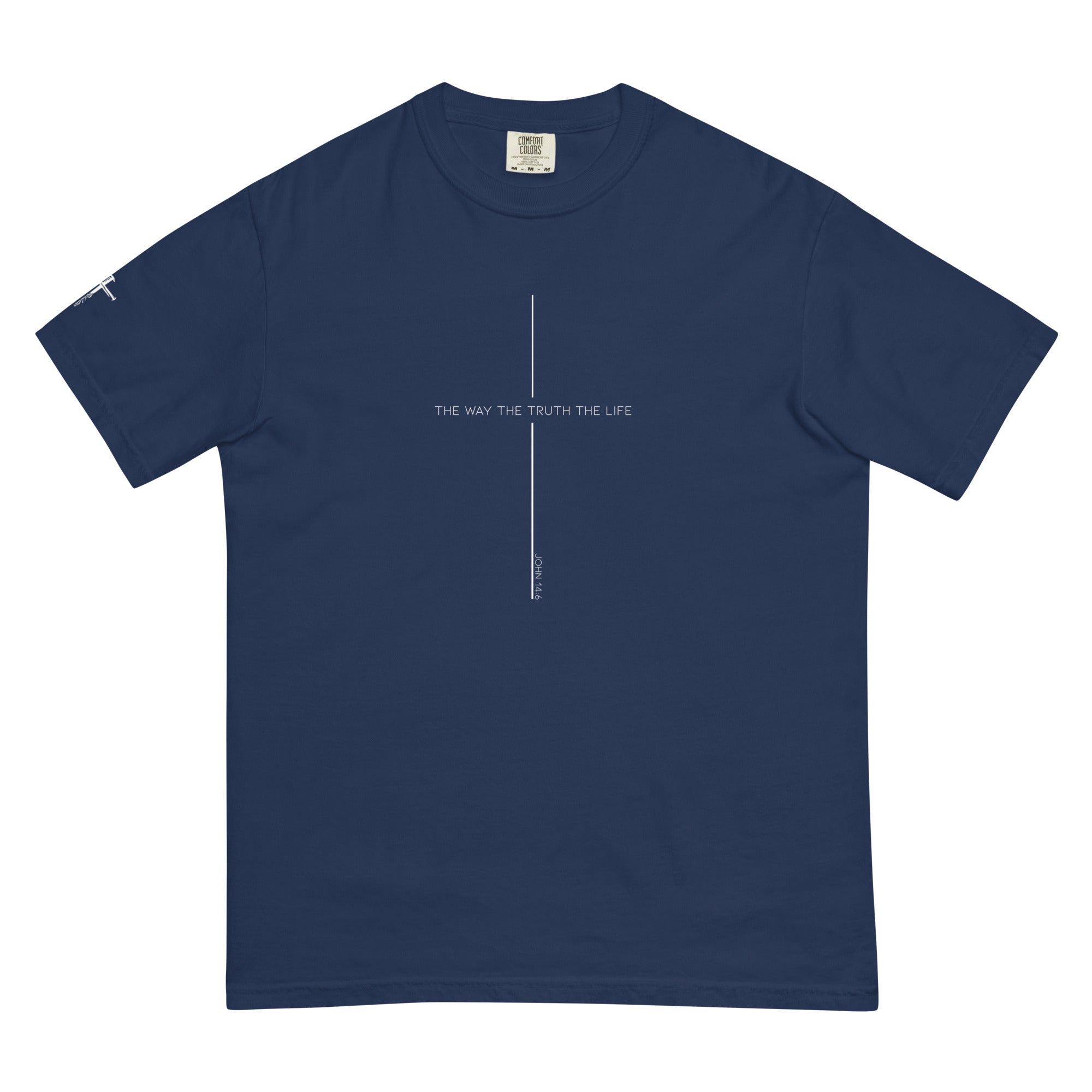 The way the truth the life, cross, t-shirt, navy