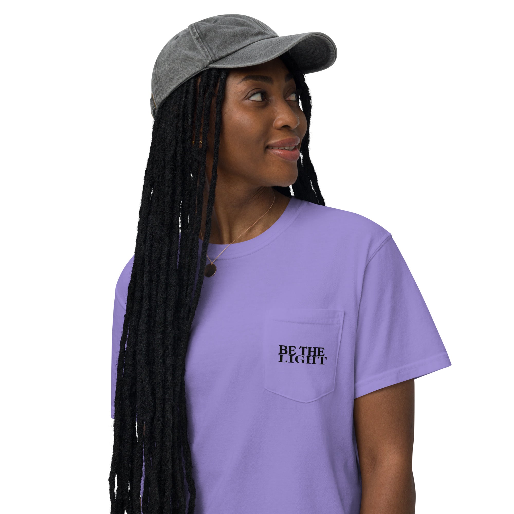 Be the light purple shirt