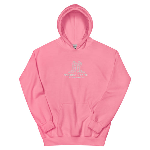 walkin in faith, walking in faith, 2 Corinthians 5:7, hoodie, pink
