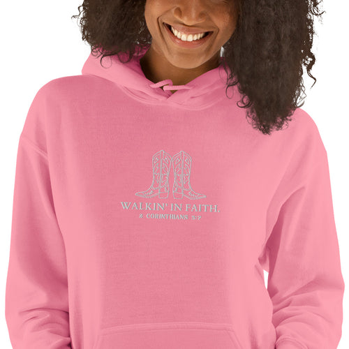 walkin in faith, walking in faith, 2 Corinthians 5:7, hoodie, pink
