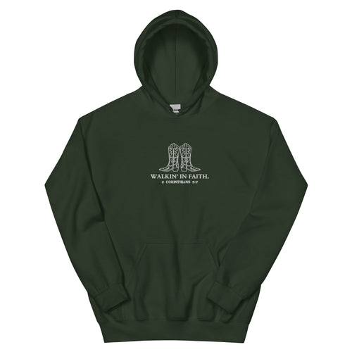 walkin in faith, walking in faith, 2 Corinthians 5:7, hoodie, green