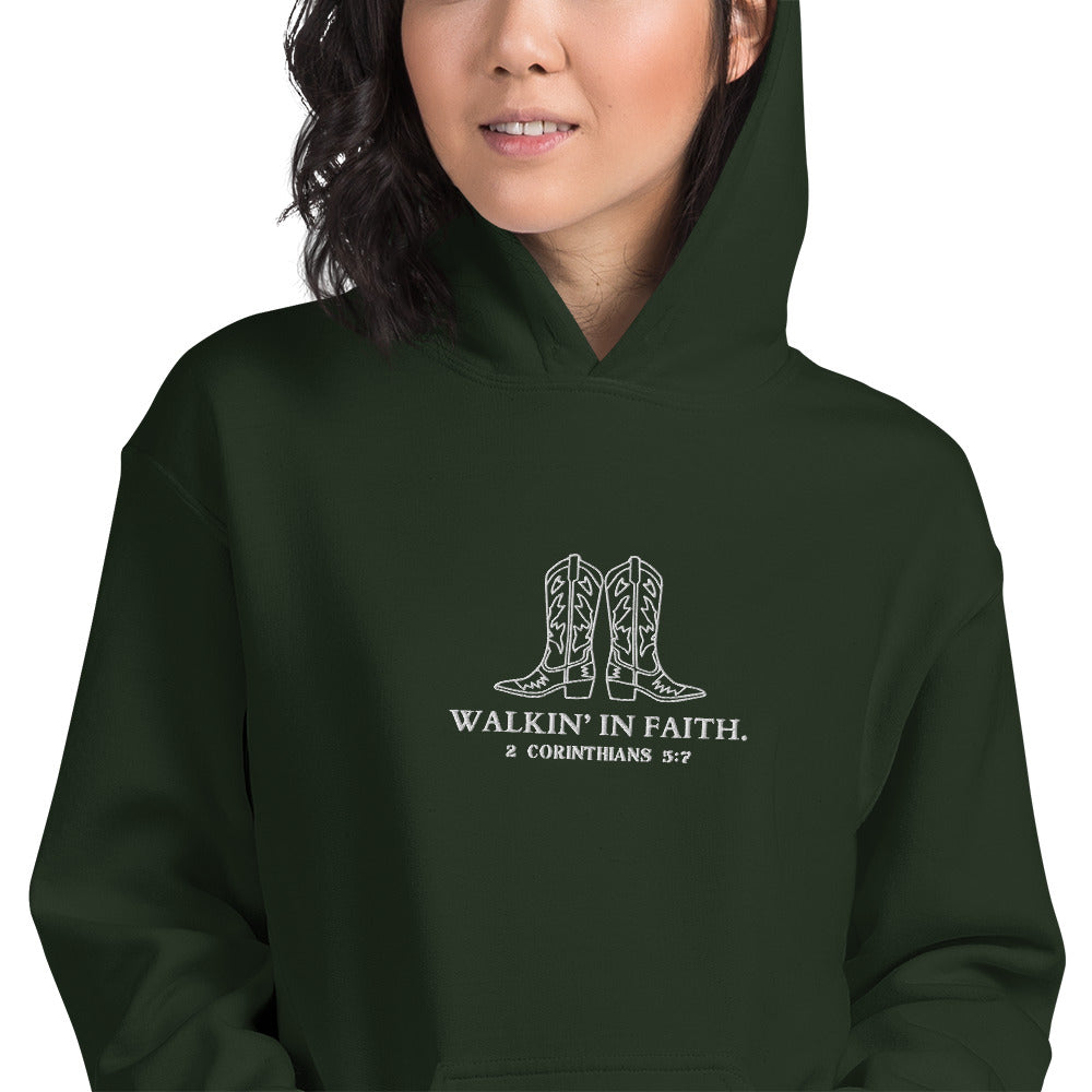 walkin in faith, walking in faith, 2 Corinthians 5:7, hoodie, green
