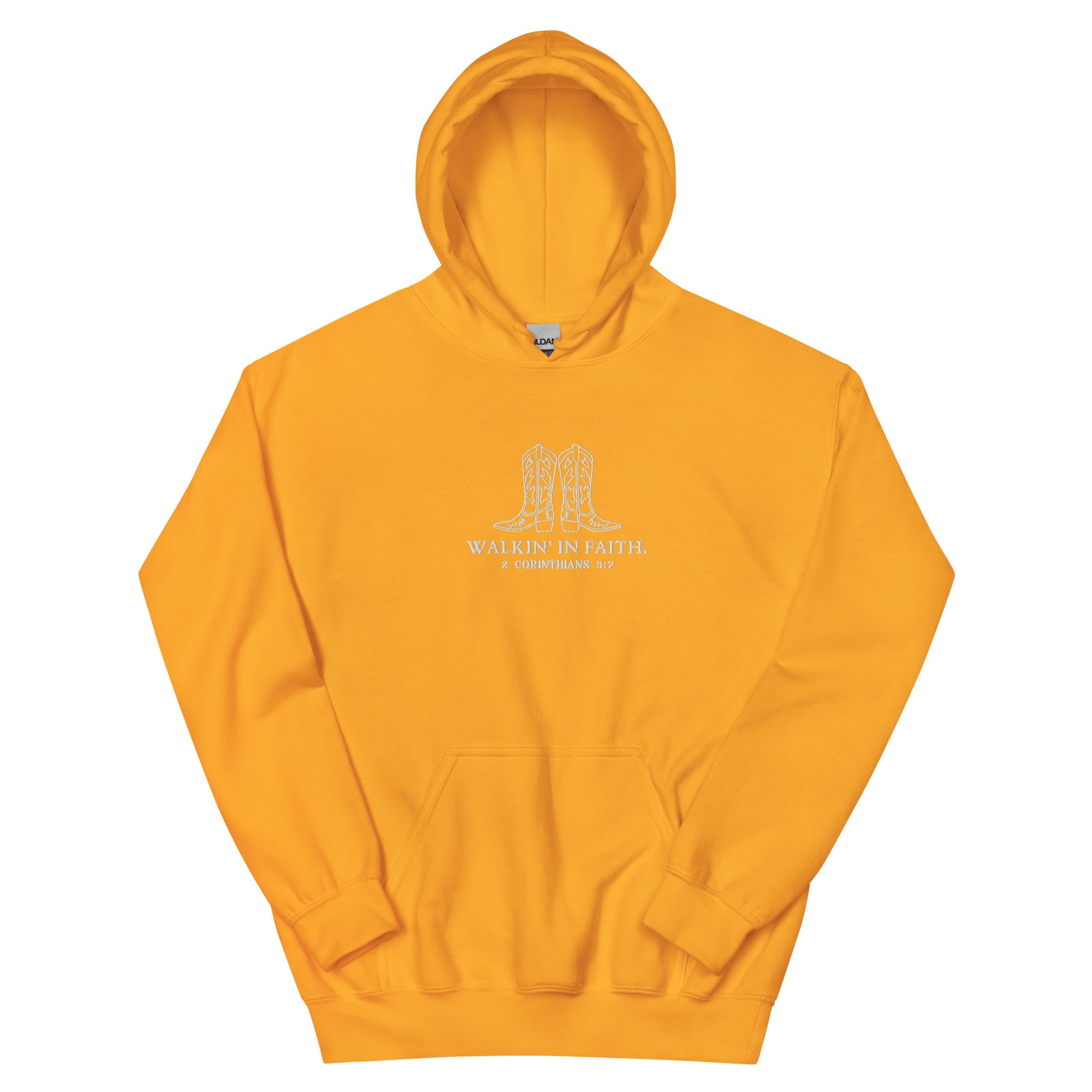 walkin in faith, walking in faith, 2 Corinthians 5:7, hoodie, orange