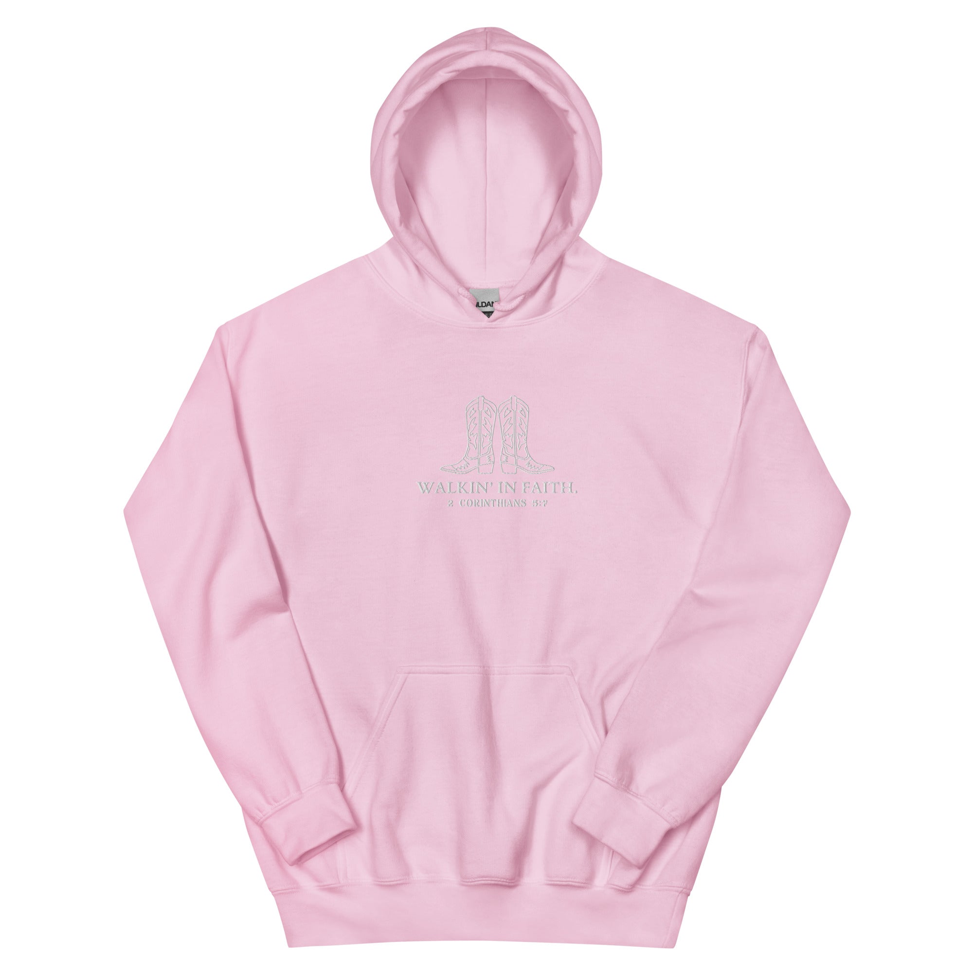 walkin in faith, walking in faith, 2 Corinthians 5:7, hoodie, light pink