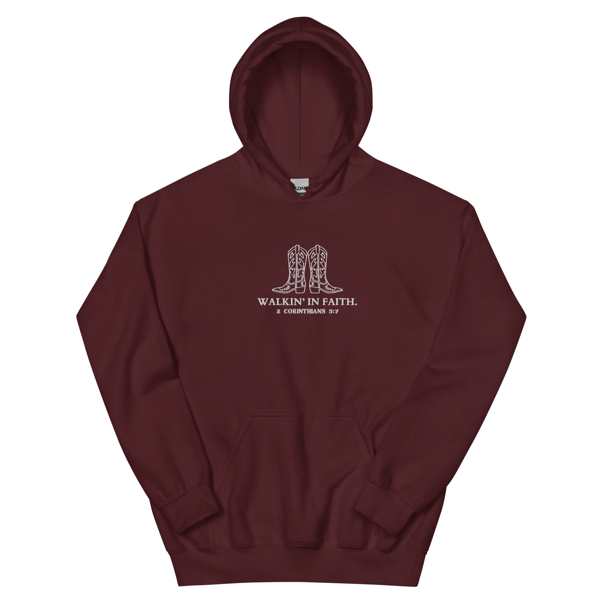 walkin in faith, walking in faith, 2 Corinthians 5:7, hoodie, maroon