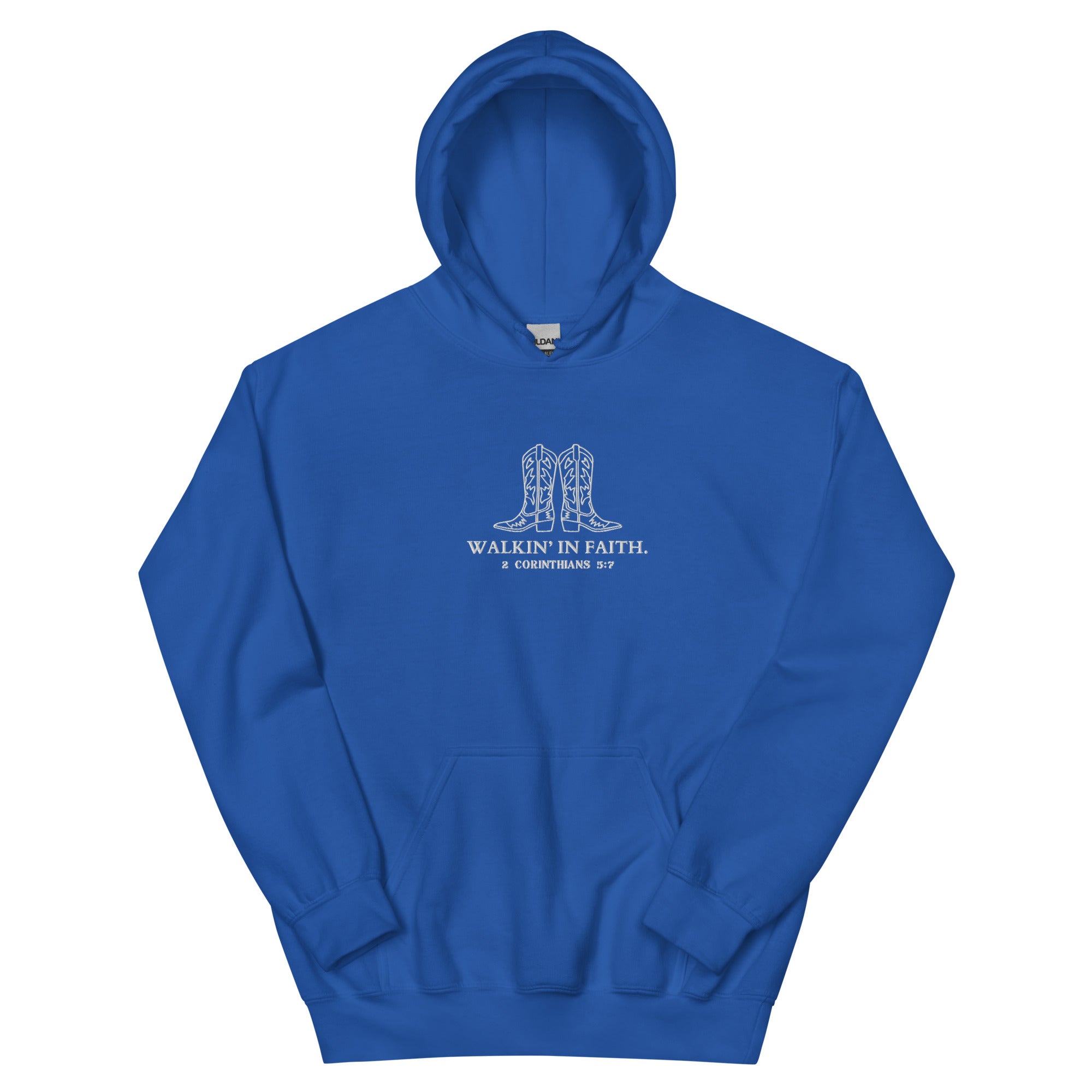 walkin in faith, walking in faith, 2 Corinthians 5:7, hoodie, blue