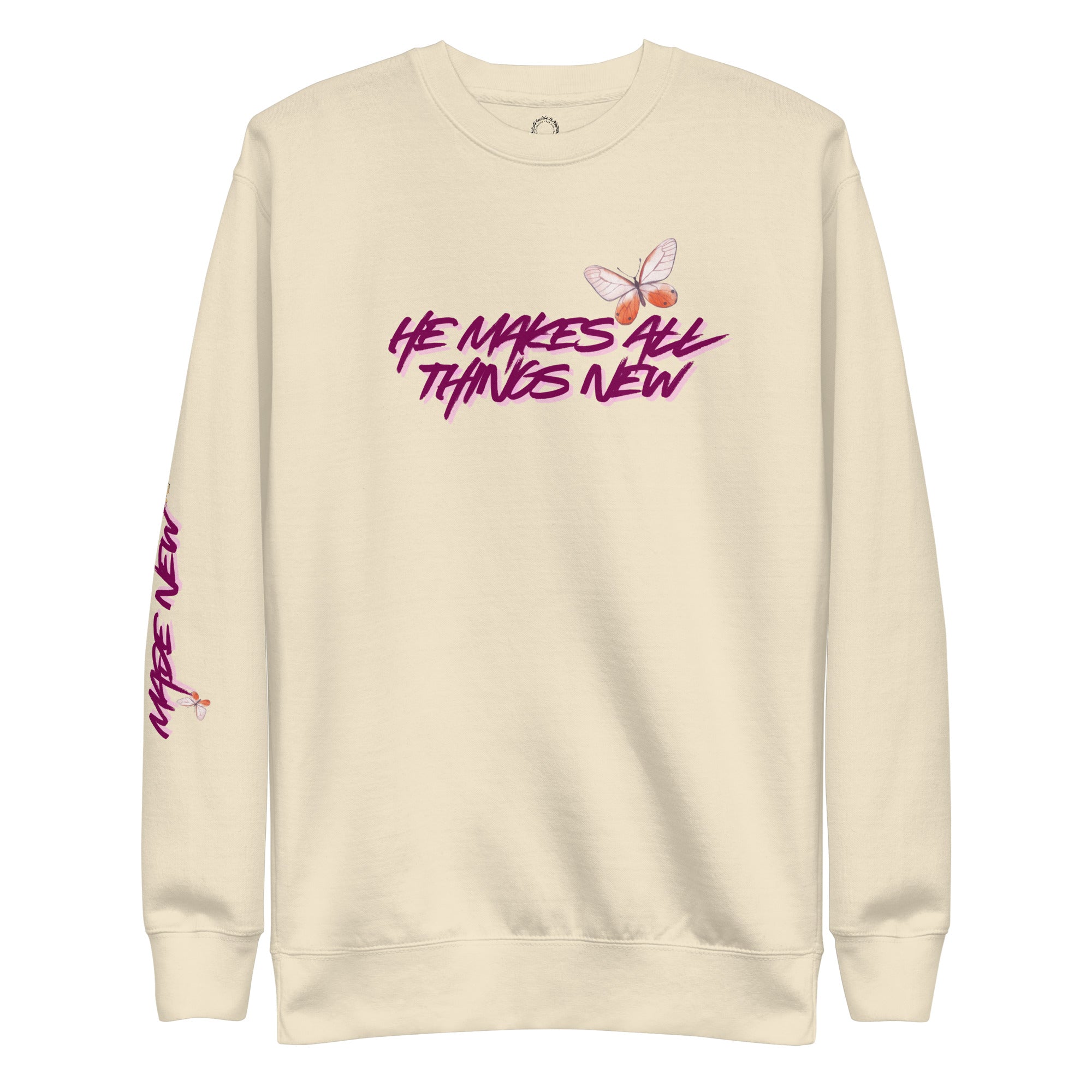 He makes all things new, sweatshirt, cream