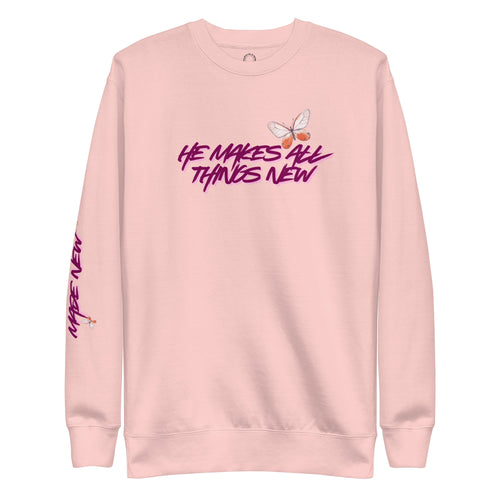 He makes all things new, sweatshirt, light pink