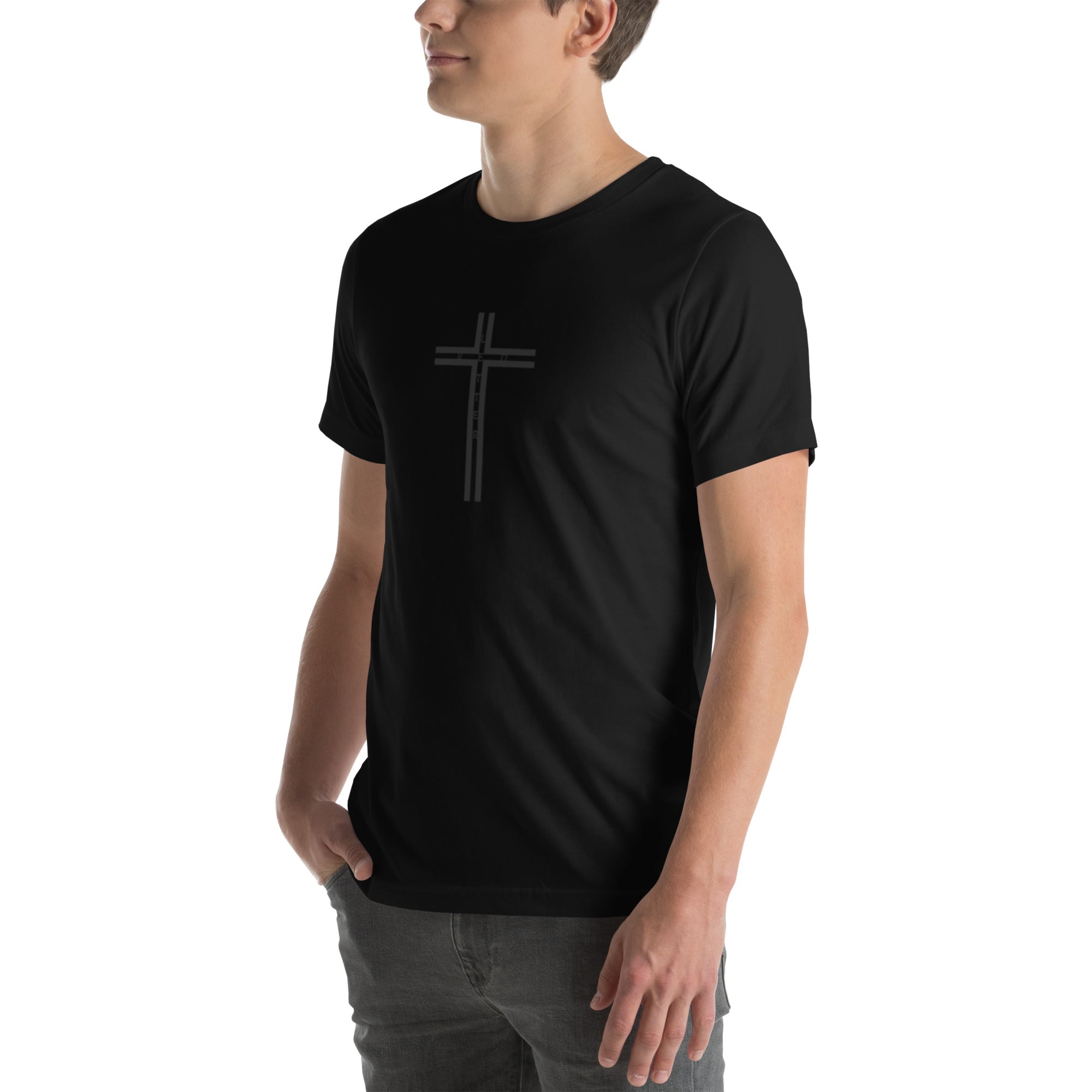 hidden cross t-shirt, black