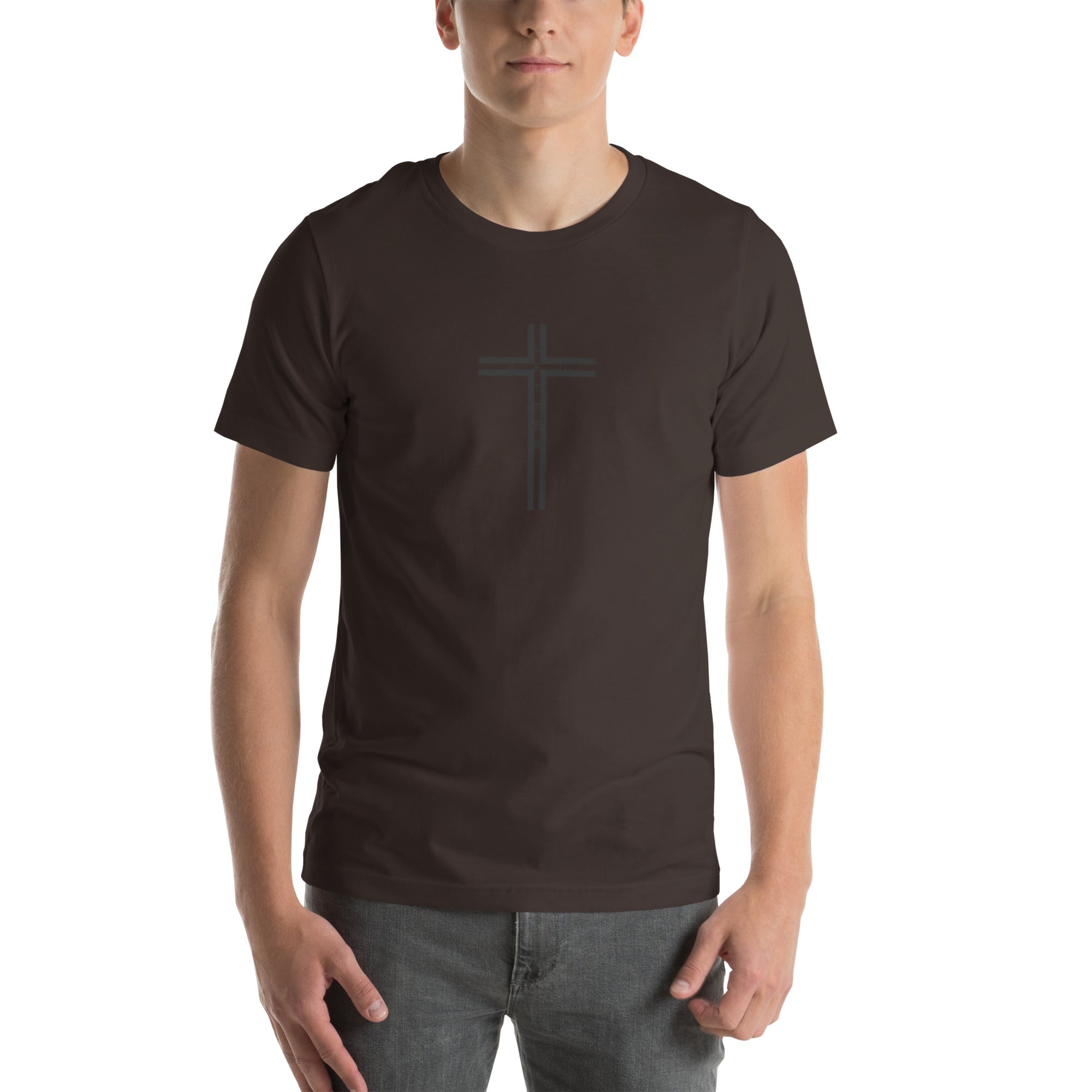 hidden cross t-shirt, brown